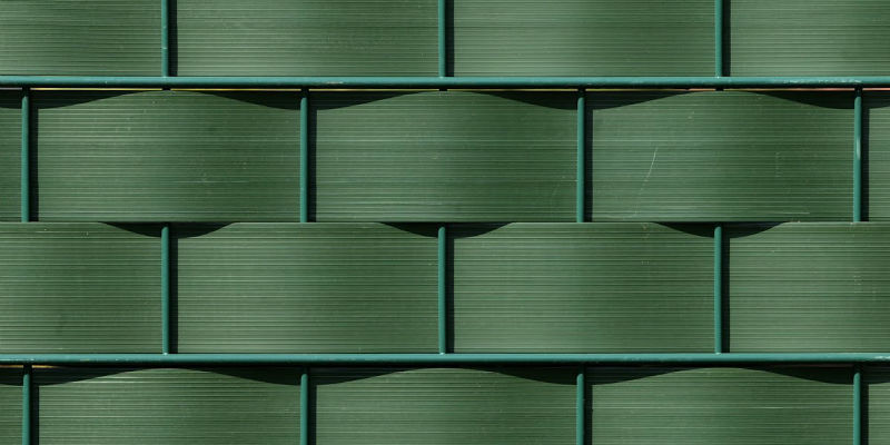 Grüne Sichtschutzstreifen aus Hart-PVC in der Nahaufnahme